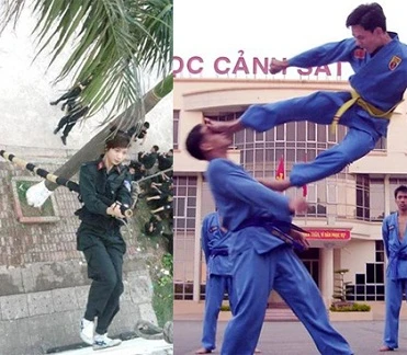 Dân mạng mê tít ảnh công an luyện tập võ thuật