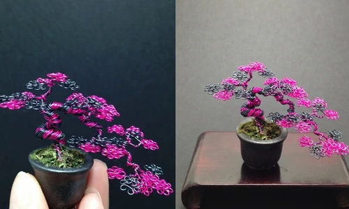 Cây bonsai từ dây kim loại khiến người xem thích mê