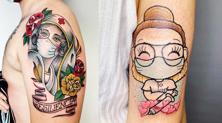 Những hình xăm đáng yêu cổ vũ y bác sĩ giữa đại dịch COVID-19