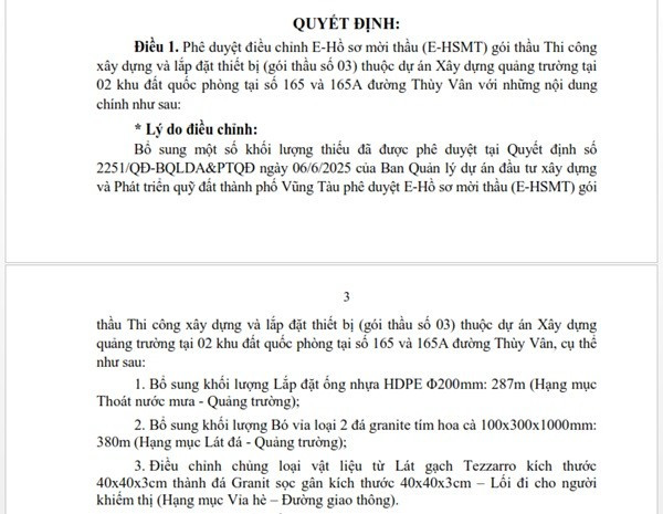 Một phần trong Quyết định số 2884/QĐ-BQLDA&PTQĐ (Nguồn: MSC) quangtruong-2.jpg