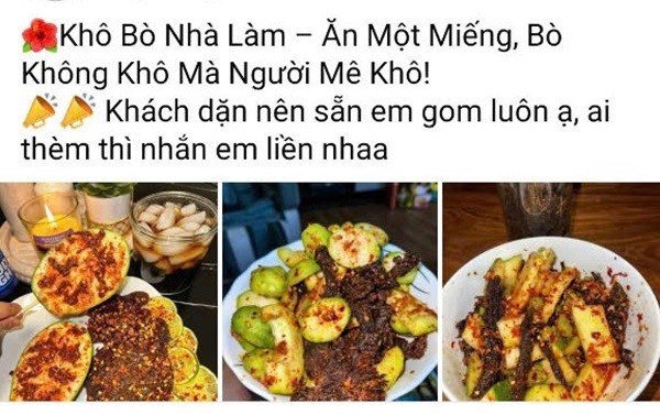 Nhiều sản phẩm khô bò “nhà làm”... được người bán đăng trên chợ mạng nhưng không rõ nguồn gốc xuất xứ, thời hạn sử dụng. Ảnh chụp màn hình anh-1.jpg