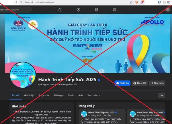 Trang facebook lừa đảo, có tích xanh. Ảnh Bộ Công an chay-1.jpg