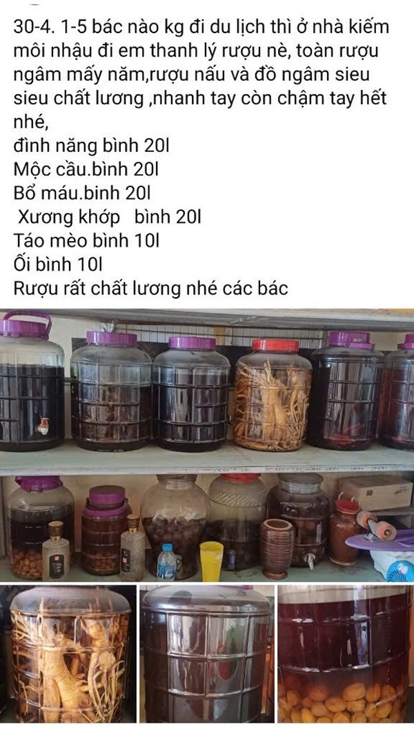 Một trang quảng cáo rượu ngâm trên mạng xã hội. Ảnh chụp màn hình anh2.jpg