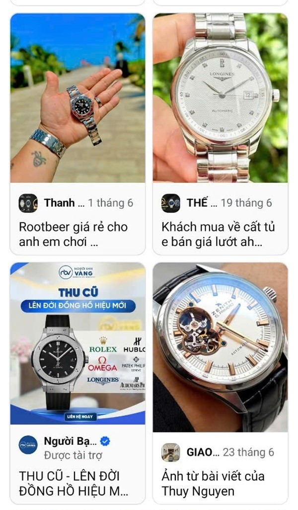 Những chiếc đồng hồ được rao bán tràn lan trên mạng xã hội, khiến người tiêu dùng khó phân biệt thật giả. Ảnh chụp màn hình anh-1-9.jpg