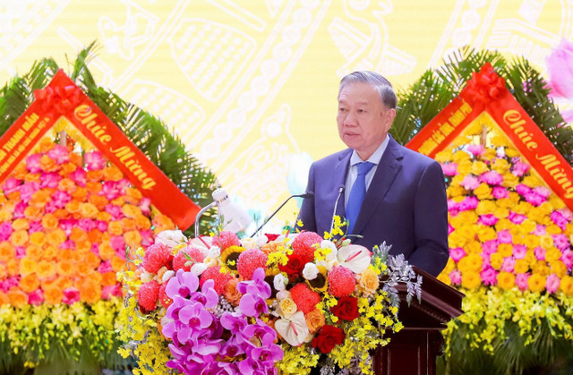 Tổng Bí thư Tô Lâm phát biểu tại lễ kỷ niệm. (Ảnh: Thành Duy). Tổng Bí thư Tô Lâm phát biểu tại lễ kỷ niệm. (Ảnh: Thành Duy).