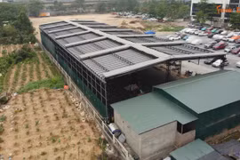 Cận cảnh công trình trên đất dự án trường mầm non ở Đông Ngạc