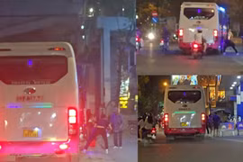 Xe "Đức Hữu" núp bóng xe hợp đồng đón trả khách vô tội vạ ở Hà Nội