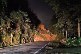 Sạt lở lớn chia cắt Quốc lộ 4D tại Lào Cai