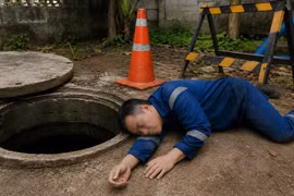 Người đàn ông hôn mê vì ngạt khí khi vệ sinh bể ngầm