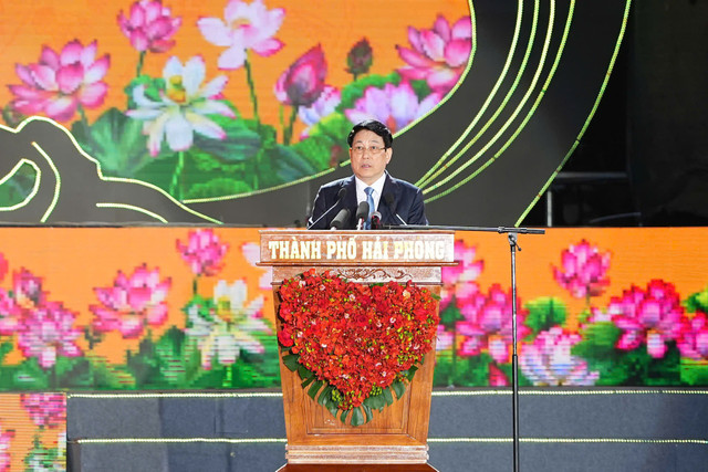 Chủ tịch nước Lương Cường phát biểu tại lễ kỷ niệm. 7888.jpg