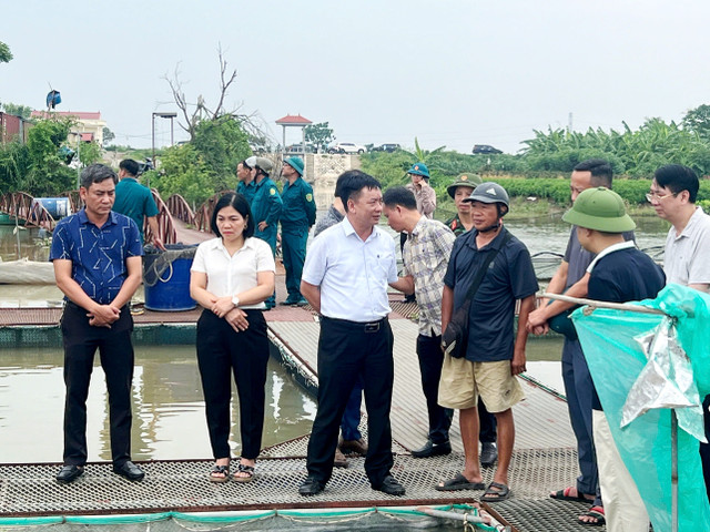 Phó Chủ tịch UBND TP Hải Phòng Trần Văn Quân kiểm tra tại khu vực nuôi thả cá lồng. 7.jpg
