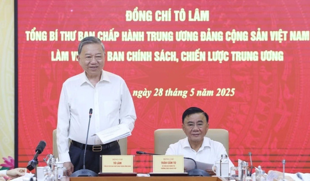Tổng Bí thư Tô Lâm phát biểu chỉ đạo tại buổi làm việc. Ảnh: TTXVN 2-8553.jpg