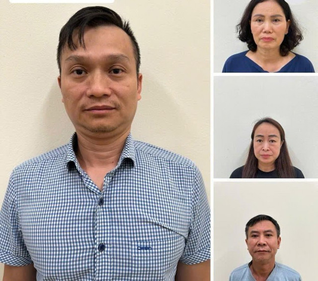 Các bị can Đinh Quang Minh, Nguyễn Thị Minh Hải, Lê Thị Hiên, Cao Văn Trung. 90000.jpg