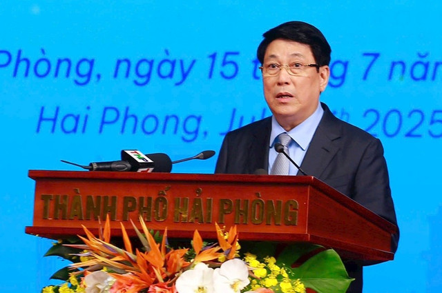 Chủ tịch nước Lương Cường phát biểu tại Hội nghị. 87776.jpg