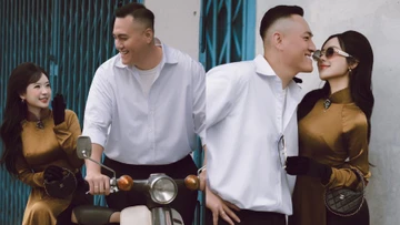 Vân Tiny và ông xã thiếu gia hóa thân 'mợ hai, cậu ba' trong bộ ảnh đón Tết