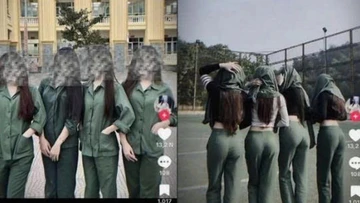 Ưỡn ẹo tạo dáng phản cảm với màu áo lính, nhóm nữ sinh nhận chỉ trích nặng nề