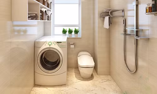 Lý do không nên đặt máy giặt trong phòng tắm