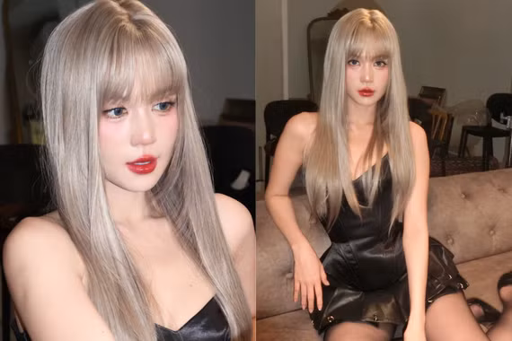 Ngọc Trinh với giao diện tóc bạch kim, son đỏ như búp bê Barbie