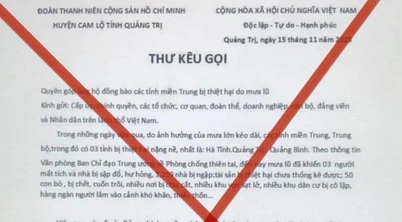 Điều tra vụ giả mạo thư kêu gọi ủng hộ đồng bào bị lũ lụt ở miền Trung
