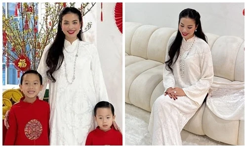 Phạm Hương đăng ảnh bên hai con trong “bạch dinh” triệu đô