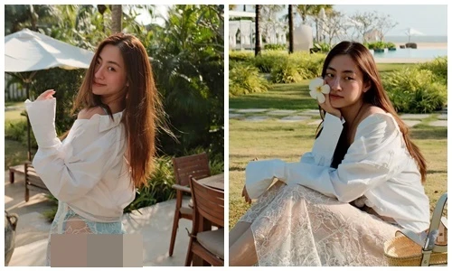 Lương Thùy Linh khoe dáng gợi cảm với bikini khi đi biển