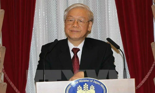 Tổng Bí thư Nguyễn Phú Trọng gặp gỡ Chủ tịch đảng Dân chủ Nhật Bản