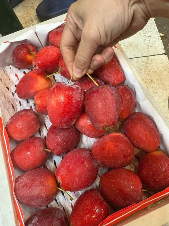 Thời gian gần đây, táo cherry – loại táo có hình dáng nhỏ trở thành mặt hàng được nhiều người săn lùng tại các chợ dân sinh và siêu thị. Ảnh: Facebook