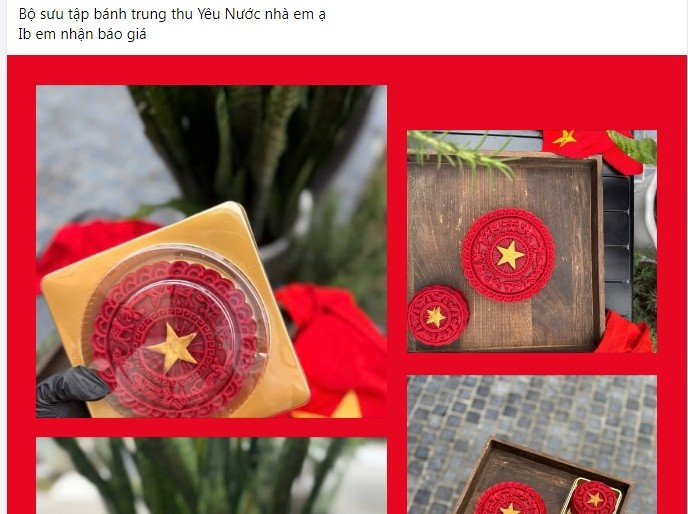 Không khó để bắt gặp những bài rao nhận đặt bánh trung thu yêu nước. Ảnh chụp màn hình