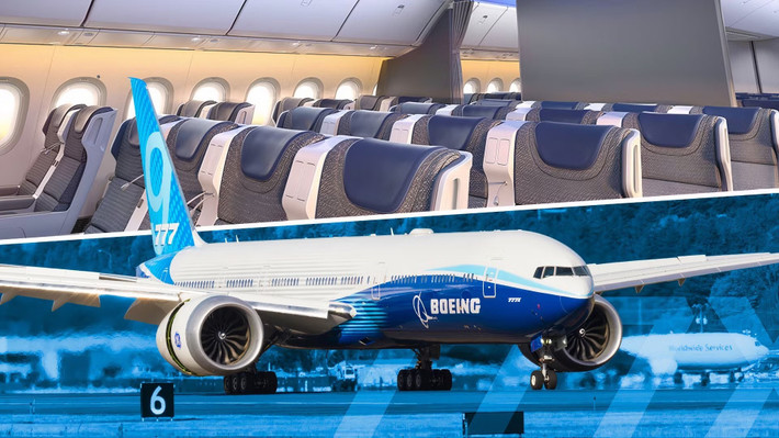 Trong khi đó, Boeing 777-8 nhỏ hơn nhưng có phạm vi hoạt động lớn hơn (16.200 km) với sức chứa 395 hành khách theo cách bố trí 2 hạng ghế thông thường. Ảnh: Boeing