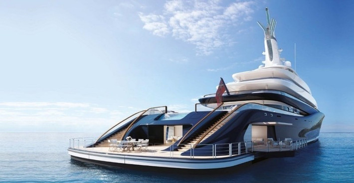 Siêu du thuyền dài 120m, gồm 5 tầng, có thể phục vụ 30 khách và tới 44 thuyền viên, với 12 phòng khách, 2 cabin cho nhân viên và 14 ban công. Ảnh: Yachtbuyer