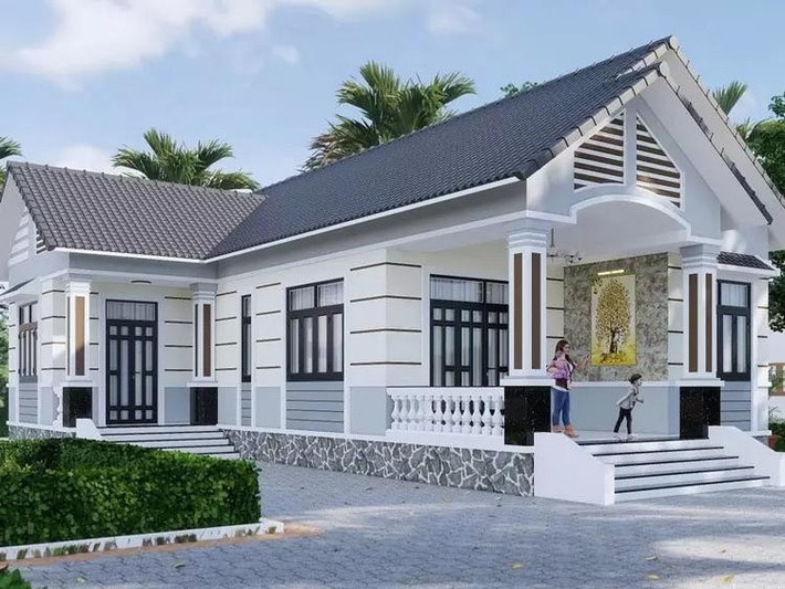 Thay vì sử dụng hệ mái Thái truyền thống với kết cấu phức tạp, nhà cấp 4 giả mái Thái tận dụng phần mái phẳng hoặc có độ dốc nhẹ, kết hợp với các chi tiết giả mái Thái để tạo điểm nhấn thẩm mỹ. Ảnh: Internet