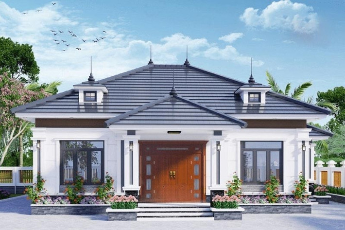 Mẫu nhà cấp 4 mái Nhật đơn giản, các chi tiết trang trí được giảm tối đa, tập trung vào công năng. Ảnh: Shome