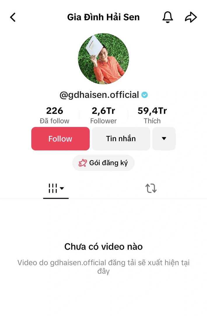 Lê Văn Hải là người lập kênh TikTok "Gia đình Hải Sen" từng đạt 2,6 triệu lượt follow và 1 Vlog trên Facebook với tên gọi "Hải Sen Vlog". Ảnh chụp màn hình