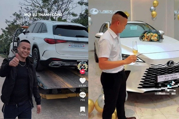Năm 2022, Hải Sen mua Mazda trắng. Cuối năm 2023, gia đình Hải Sen nhận chiếc Mercedes GLC 300 màu trắng, giá niêm yết khoảng 2,5 tỷ đồng trở lên. Ảnh chụp màn hình