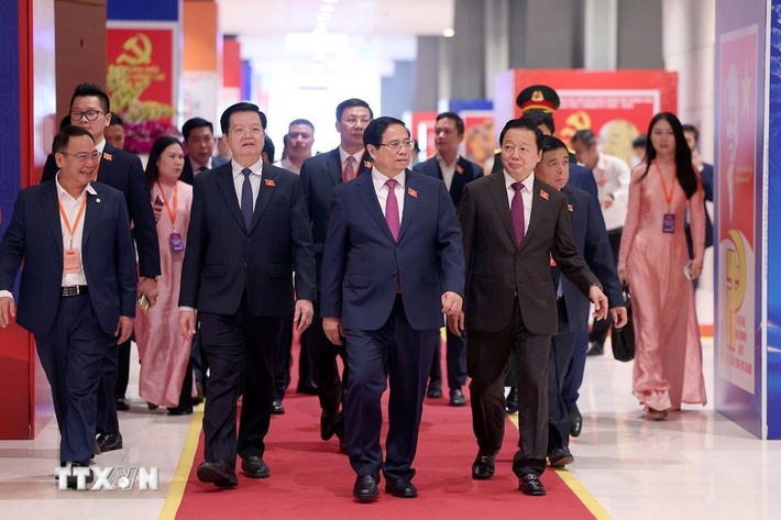 Đồng chí Phạm Minh Chính, Ủy viên Bộ Chính trị, Thủ tướng Chính phủ đến chủ trì Phiên trù bị Đại hội đại biểu Đảng bộ Chính phủ lần thứ nhất, nhiệm kỳ 2025 - 2030. Ảnh: Dương Giang/TTXVN