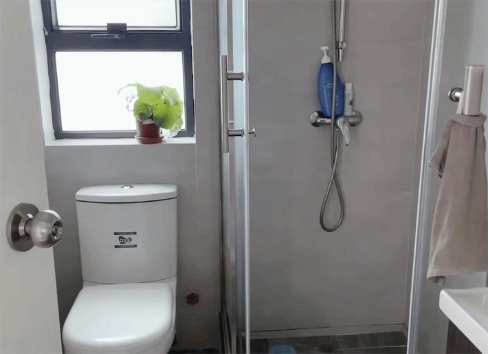 Phòng tắm trong căn hộ diện tích khiêm tốn có cả khu vực khô ráo và ướt. Ảnh: Sohu