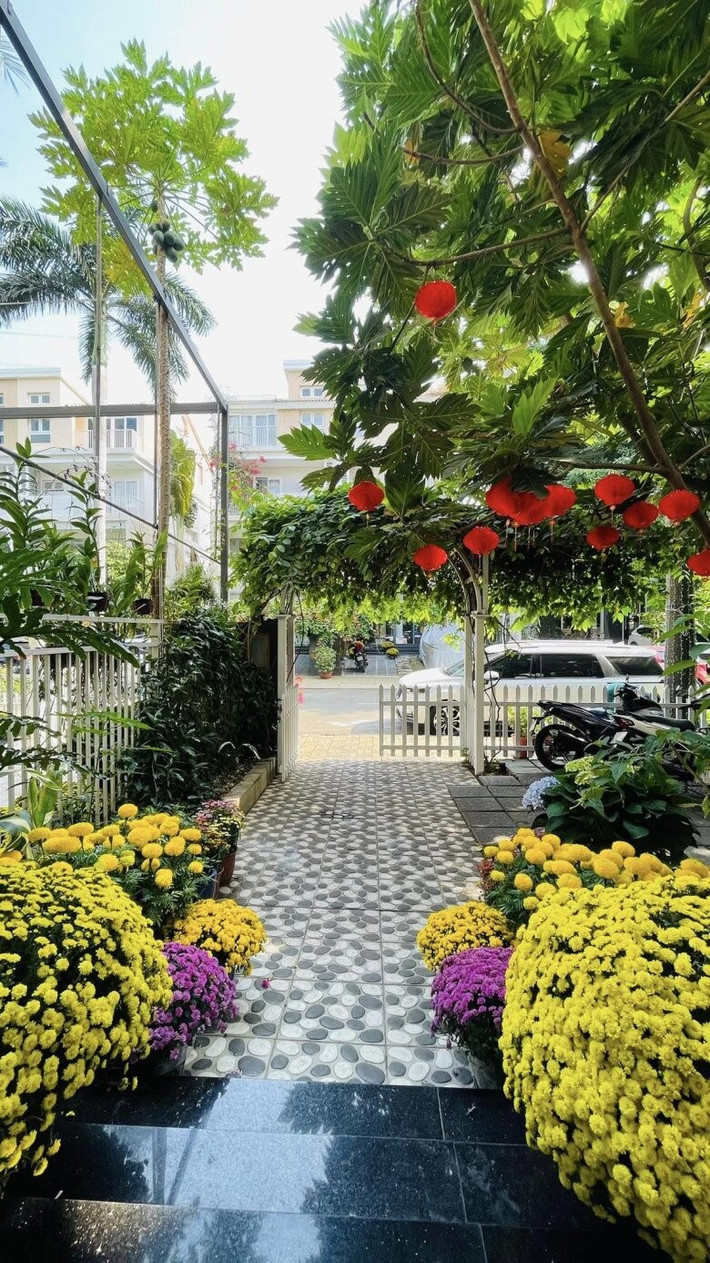 Dịp Tết, nữ nghệ sĩ trang hoàng với những chậu cúc vàng xn lẫn sắc trắng, tím, hồng. Ảnh: FB Thân Thuý Hà