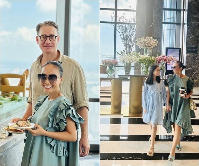 Sau khoảng thời gian ở nước ngoài, mới đây ca sĩ Đoan Trang và chồng cao 1,9m cùng con đã chuyển về sống tại Việt Nam. Ảnh: FBNV