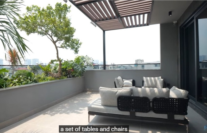 Tầng 6 là khu vườn trồng nhiều cây xanh. Ảnh chụp màn hình NhaF >>> Mời độc giả xem video: Hà Nội kiểm tra hơn 1.000 căn biệt thự cũ: Nguồn: VTV24