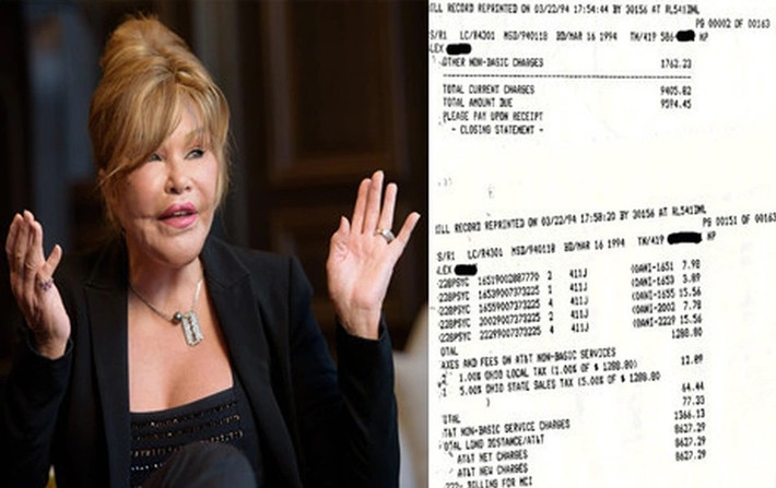 Nữ tỷ phú Joyce Wildenstein (Thụy Sỹ) nổi tiếng với thói quen tiêu tiền như nước. Bà thường tốn hàng giờ để tán gẫu qua điện thoại về những cuộc phẫu thuật thẩm mỹ với bạn bè đến nỗi hóa đơn điện thoại hàng năm đạt mốc 60.000 USD (khoảng 1,5 tỷ VNĐ). Ảnh: Getty