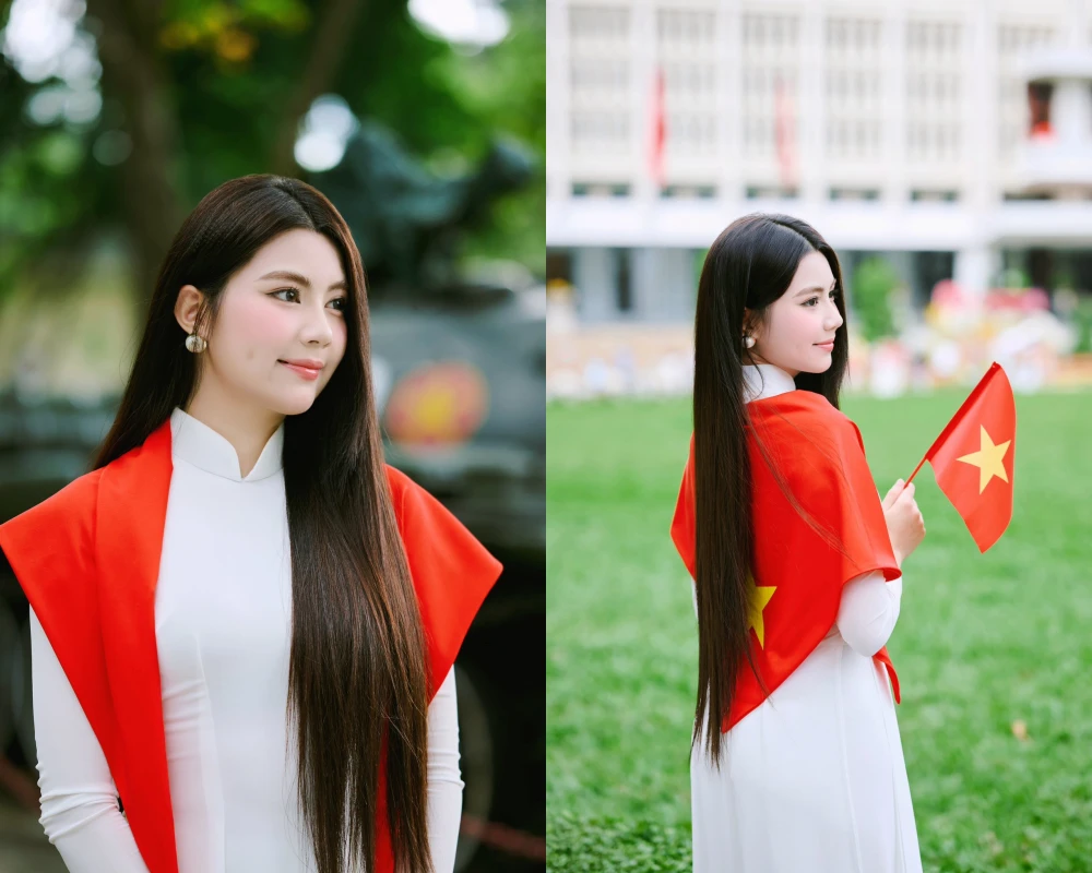 Con gái út MC Quyền Linh khoe ảnh diện áo dài, nhan sắc gây tranh luận