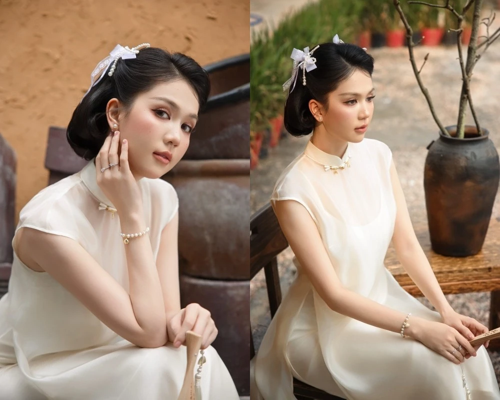 “Nữ hoàng nội y” Ngọc Trinh dịu dàng lạ thường trong áo dài cách tân