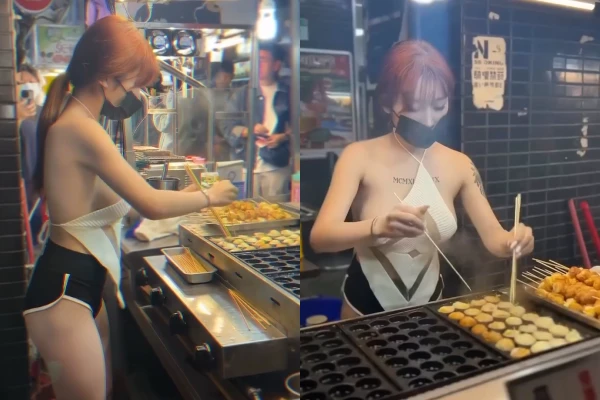 Diện đồ hở hang bán hàng chợ đêm, cô gái nhận đủ chỉ trích
