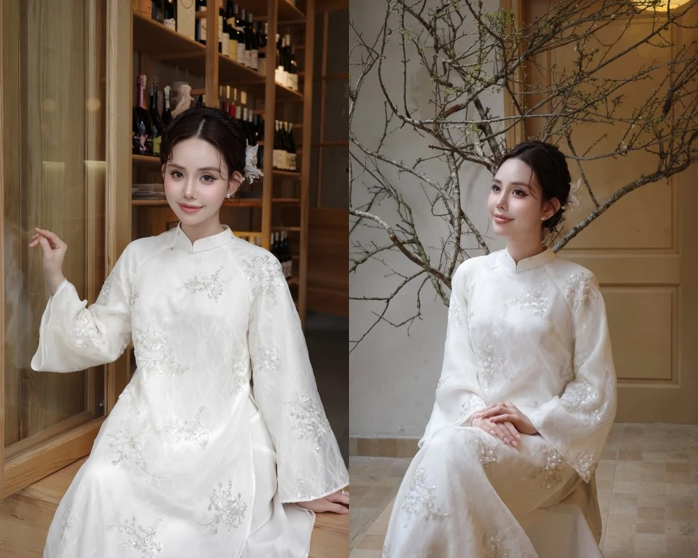 Hot girl Chu Mạc Thúy Quỳnh hóa nàng thơ dịu dàng trong tà áo dài trắng