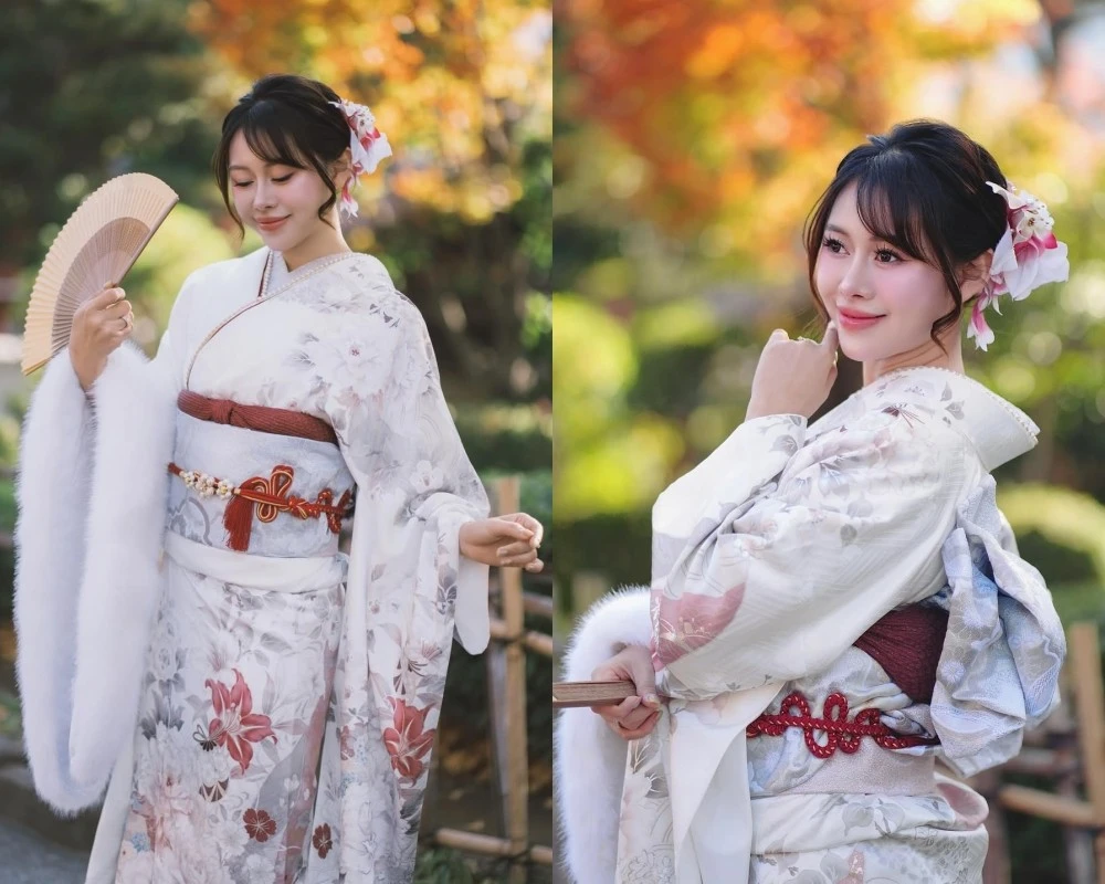 TikToker Việt Phương Thoa khoe nhan sắc trong trang phục Kimono