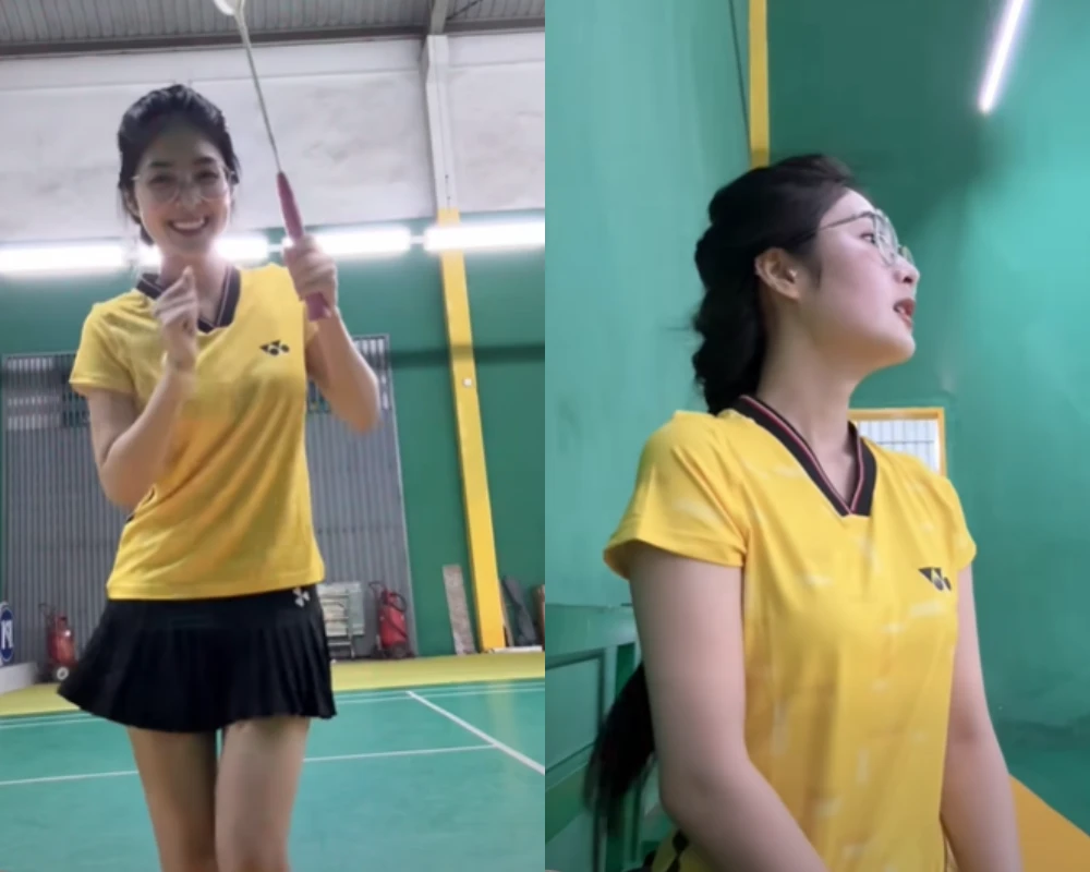Quỳnh Alee lộ nhan sắc thật khi đoạn clip chơi cầu lông được đăng tải