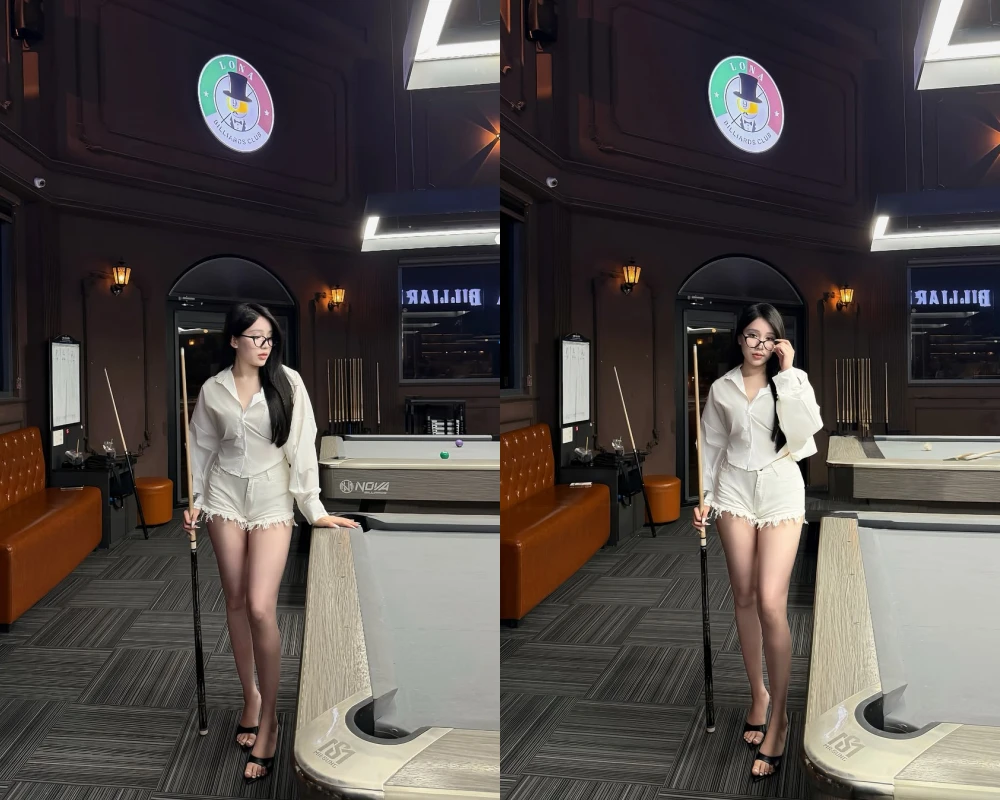 "Phú bà" Yogurt Ng khoe đôi chân dài khi đi chơi bi-a