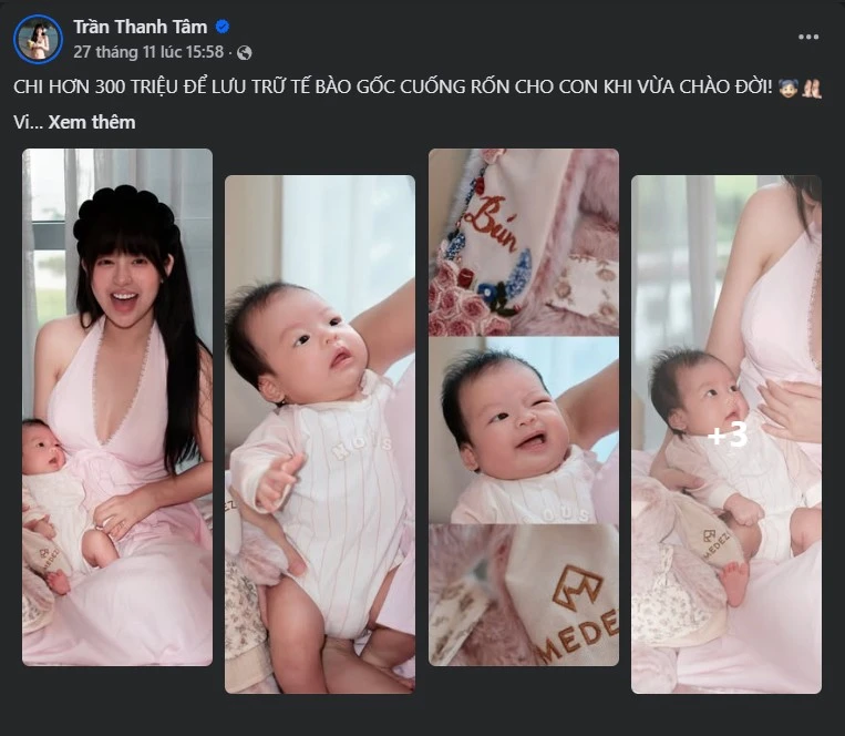 Trần Thanh Tâm chi hơn 300 triệu lưu trữ tế bào gốc cho con gái