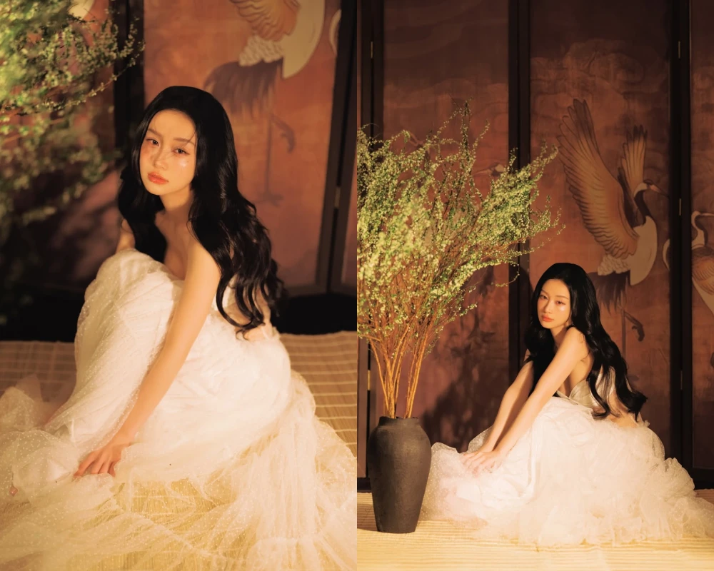 Jun Vũ ví mình như “đóa bạch trà”, khoe nhan sắc mong manh mà cuốn hút