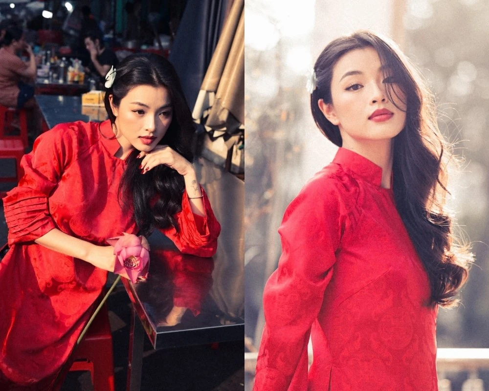 Phạm Nguyễn Lan Thy diện áo dài đỏ, thần thái điện ảnh gây thương nhớ